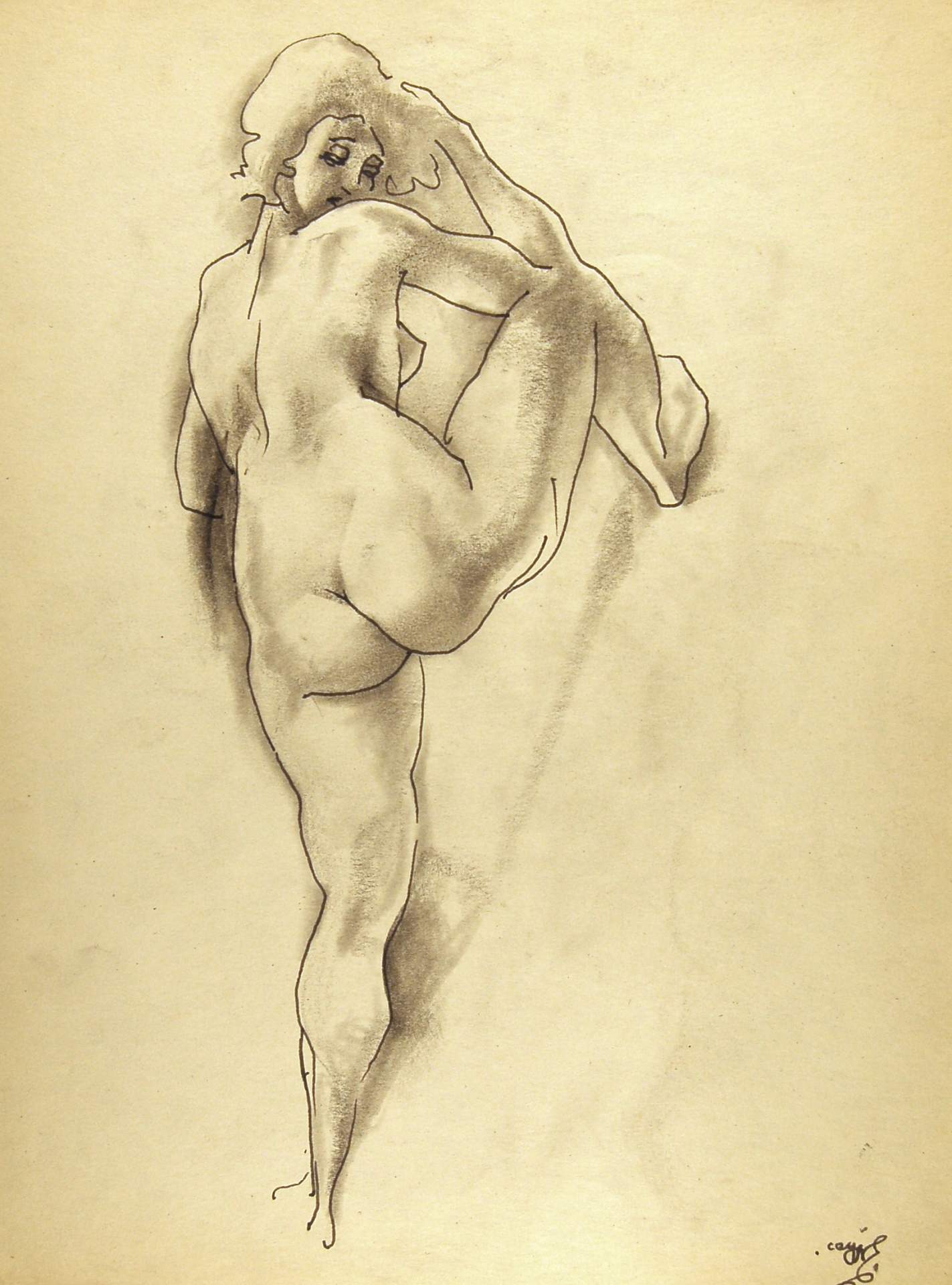 Standing Female Nude, Right Leg, Up Against Wall