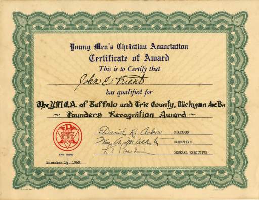 Young Men’s Christian Association, Founders Recognition Award