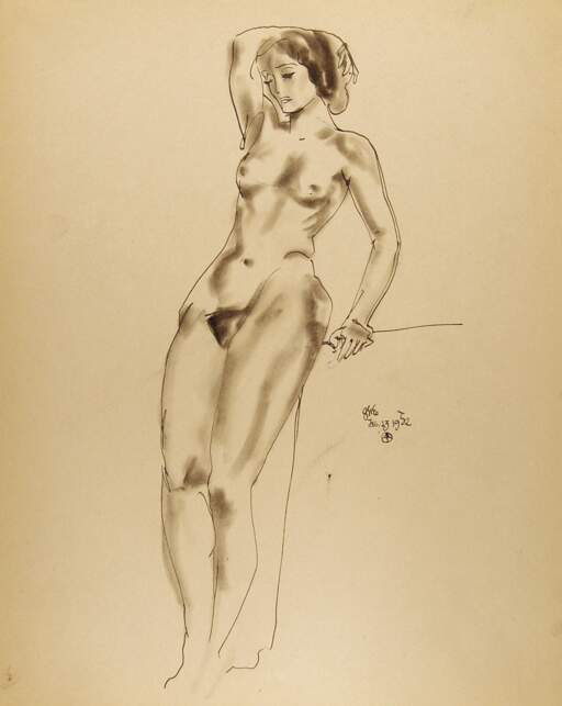 Standing Female Nude, Standing Against Box