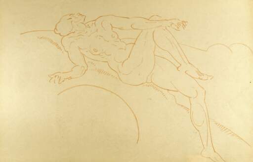 Reclining Female Nude, Right Knee Bent Up