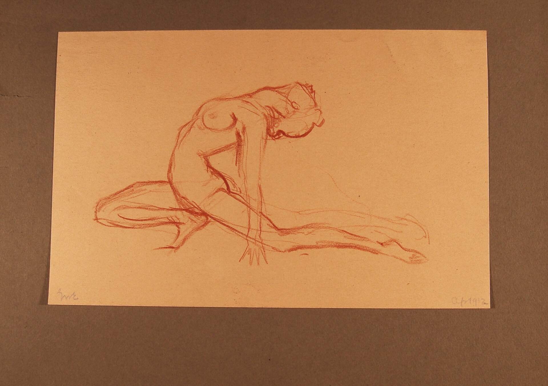 Nude in back bend
